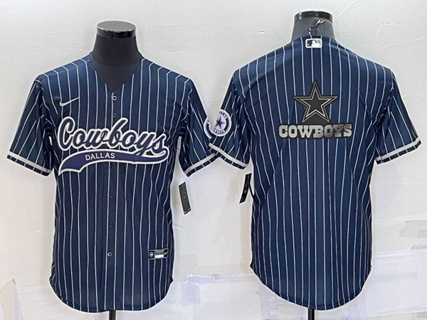 Men's Dallas Cowboys Navy Team Big Logo With Patch Cool Base Stitched Baseball Jersey